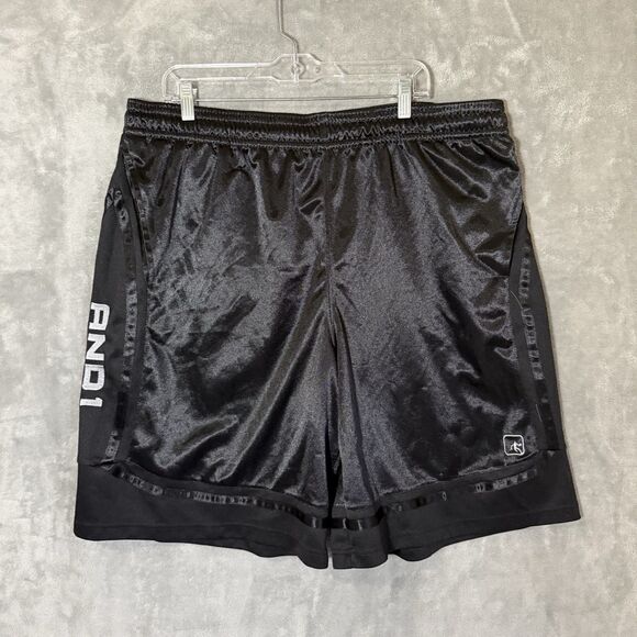 Silky Dazzle Black Basketball AND1 AND 1 Shorts Men Size 3XL Vintage Y2K - Picture 1 of 8